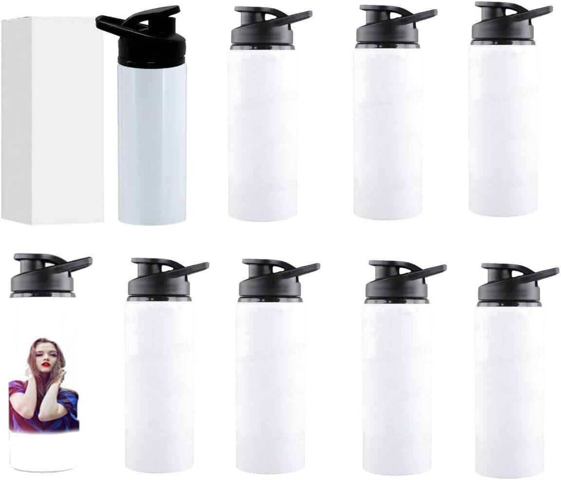 10 Pack 750ml/25oz Sublimation Blank Aluminium Water Bottle Outdoor Sports Bottle With Handheld Lid
