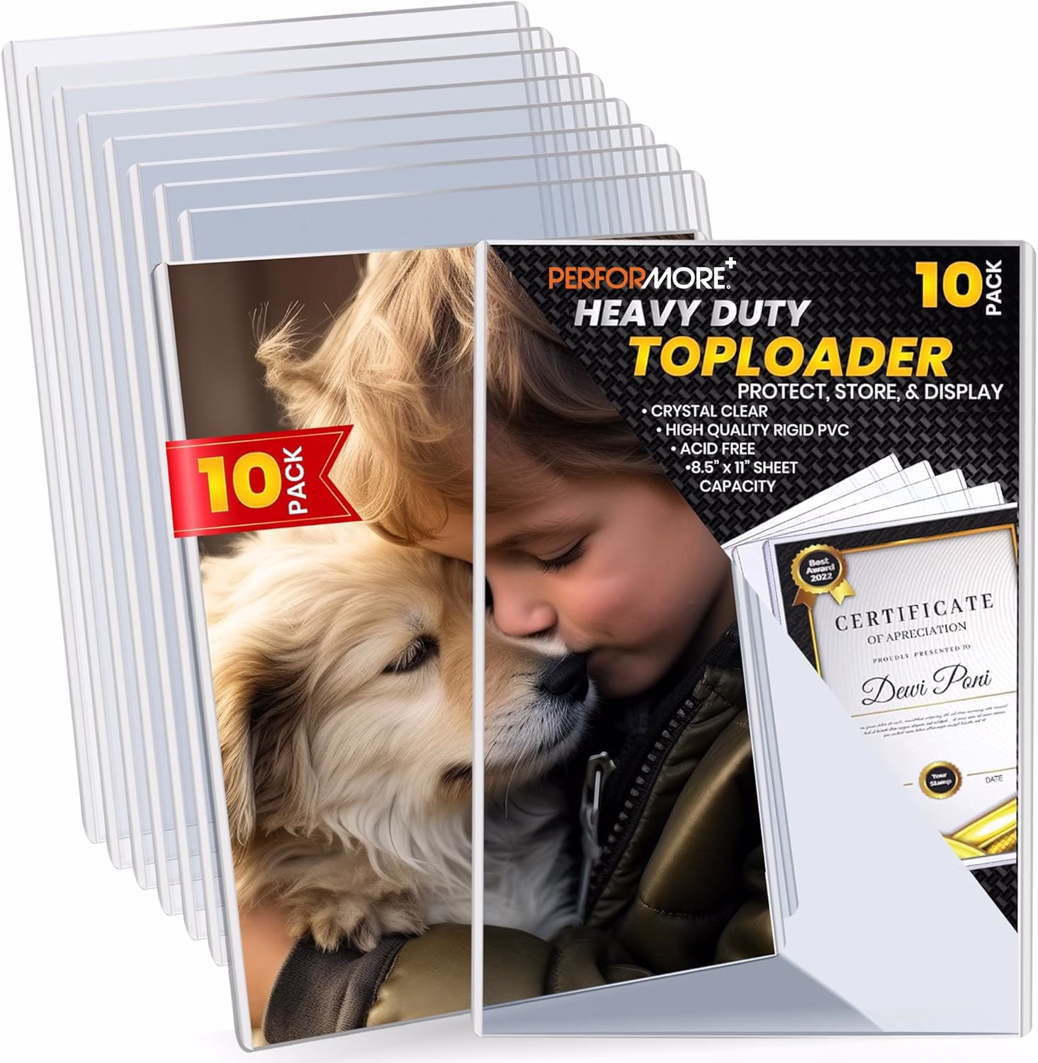 10 Pack 8.5 x 11 Rigid Print Protectors, Acid Free Heavy Duty Plastic Page Protectors, Plastic Sleeves for Paper, Top Loaders, Birth Certificate, Documents, Waterproof, Archival Safe, Photos