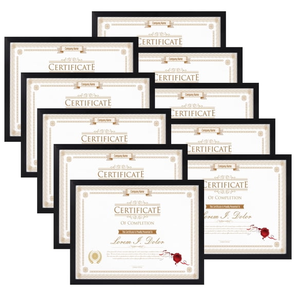 10-Pack 8.5x11 Black Certificate & Diploma Frames