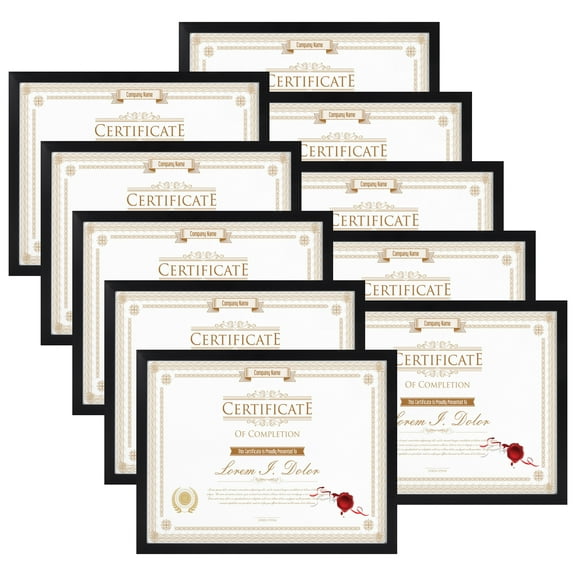 10-Pack 8.5x11 Black Certificate & Diploma Frames