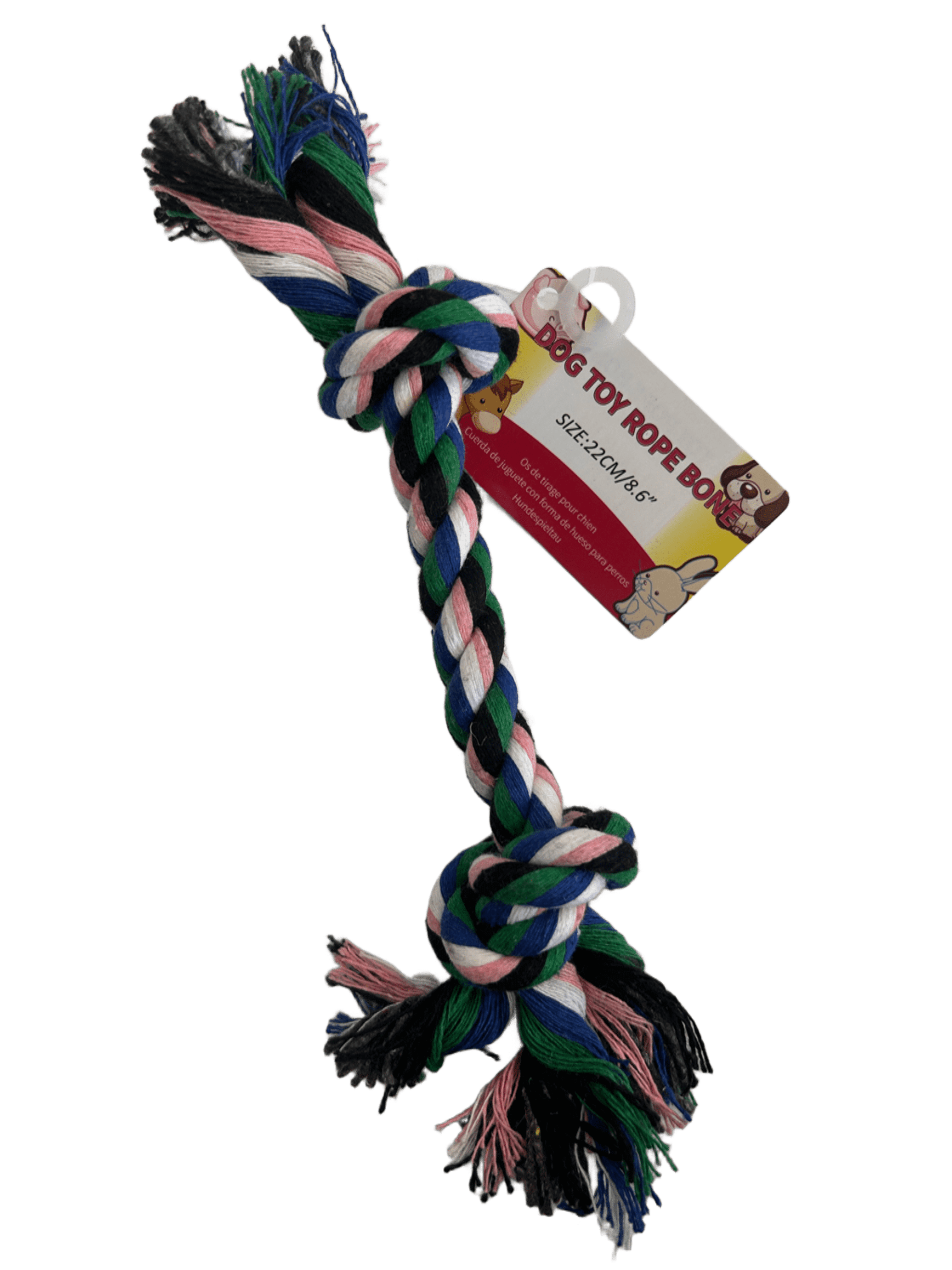10 Pack 8.6 in Knotted Dog Rope Toy, Durable Cotton Rope Bone for Chewing and Play, Assorted Colors, Fun, Engaging for Dogs, Great for Tugging, Fetching, Promoting Dental Health, Green