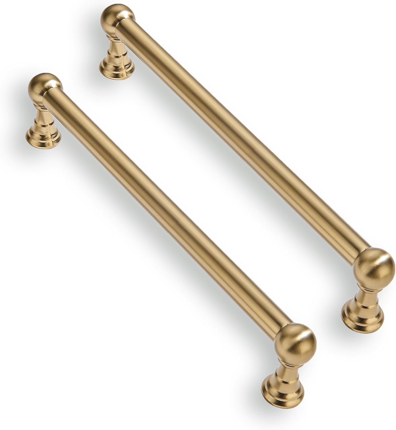 10 Pack 8 Inch Solid Kitchen Cabinet Handles Brushed Brass Heavy Duty Cabinet Pulls Satin Brass Drawer Pulls Cabinet Hardware Kitchen Handles for Cabinets Cupboard Handles