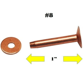 10 Pack #8 Solid Copper Rivets And Burrs - 20 Pieces Total