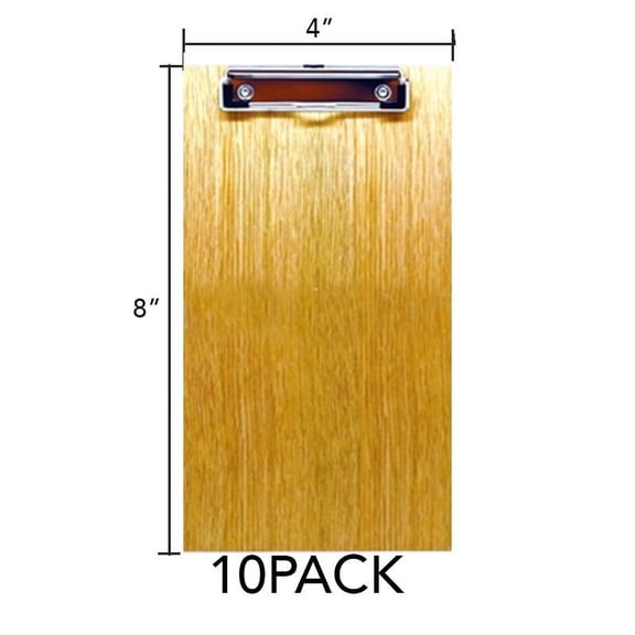 "(10-Pack) 8"" x 4"" Beige Natural Wood Menu Holders/Check Presenters with Clip Sleek, Contemporary Appearance Natural Wood"