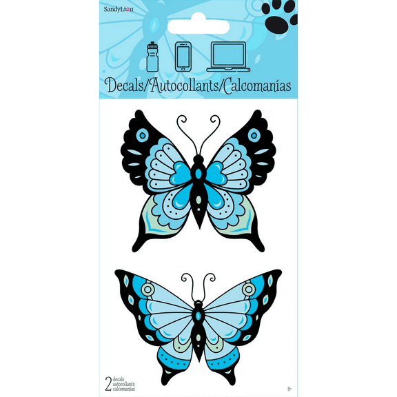 10 Pack 8 in x 4 in Monochromatic Butterfly Adhesive Decal Sticker, Stunning Illusion in Blue, Adds Elegant Beauty to Any Surface, Durable Vinyl, Perfect for Laptops, Water Bottles, Car Windows, Bulk