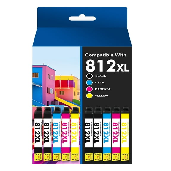 10-Pack 812XL Ink compatible for Epson 812 Ink Cartridges for Epson Workforce Pro WF-7820 WF-7840 WF-7310 Combo Pack