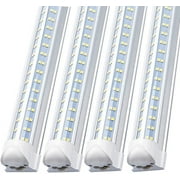 10-Pack 8FT LED Tube Light, 15500 Lumens, 144W 5000K Daylight White, 4Rows V Shape led shop Light