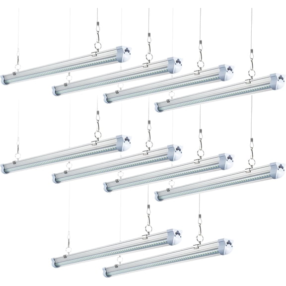 10 Pack 8FT T8 LED Shop Lights Garage Light, 120W 19200LM 6000K Daylight, Linkable Plug & Play Energy-Saving Commercial Bay Lighting for Warehouse Basement (V4-4)