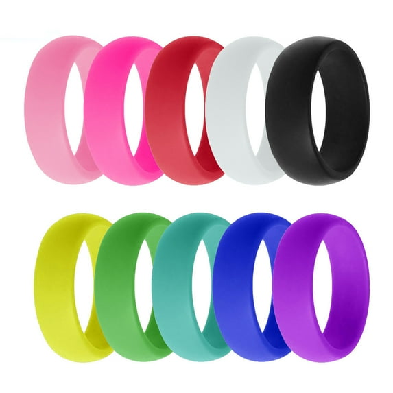 10 Pack 8MM Silicone Candy Colors Wedding Rings for Womens Comfortable Wedding Bands Size 6-9