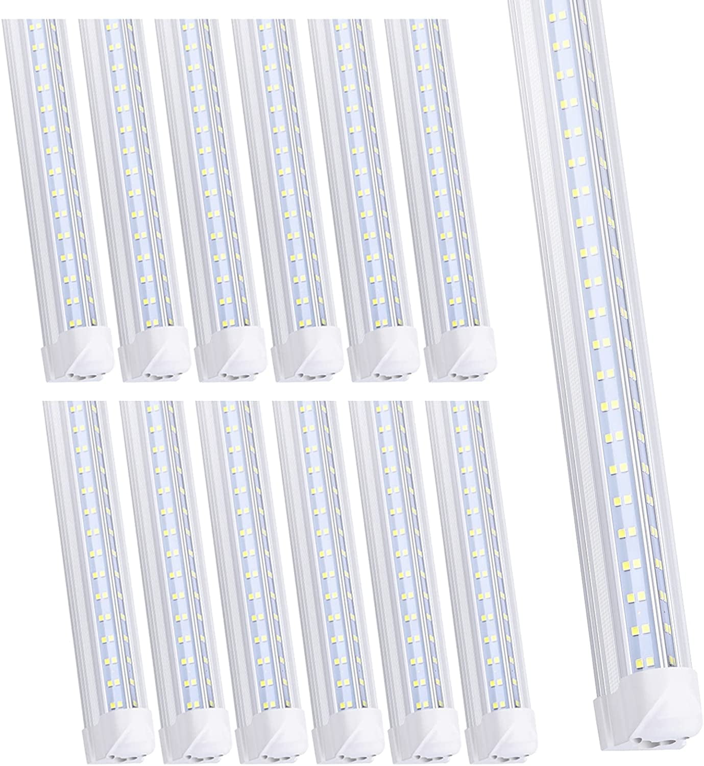 (10-Pack) 8ft LED Shop Light Fixture, V Shape 150W 18800LM 6000K ( Cold White),8 Foot , 96'' T8 Integrated LED Tube, Linkable Led Bulbs for Garage, Warehouse, Plug and Play, Clear Lens