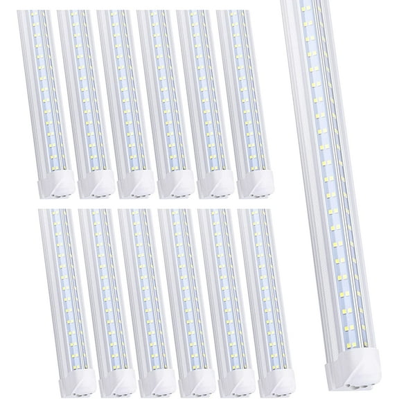 (10-Pack) 8ft LED Shop Light Fixture, V Shape 150W 18800LM 6000K ( Cold White),8 Foot , 96'' T8 Integrated LED Tube, Linkable Led Bulbs for Garage, Warehouse, Plug and Play, Clear Lens