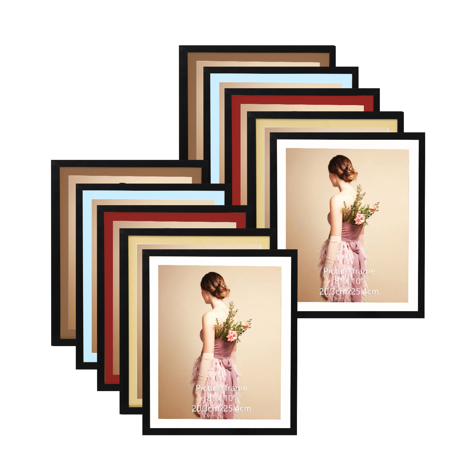 2 Pack 8x10 Picture Frame, Double Sided Frames Set with Rustic L Shaped