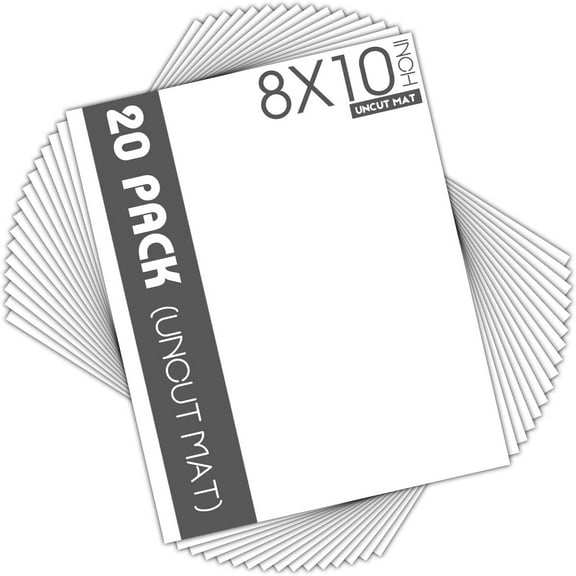 10 Pack 8x10 White Uncut Mat Boards/Backing Matt Boards for Crafts, Frames, Photos and More