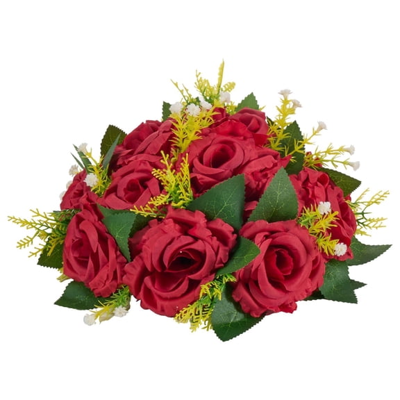10-Pack 9.5-Inch Artificial Red Rose Kissing Balls Bouquet, Wedding Centerpiece Floral Arrangement for Home Party Table Decorations