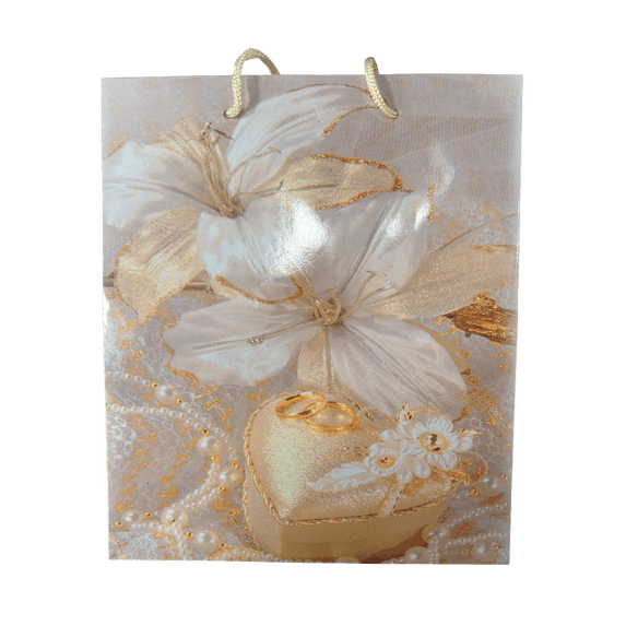 10 Pack 9.5 in x 8 in x 4 in Wedding Paper Gift Bags, Elegant Designs with Braided Handles, Gift Tags, Durable Favor Bags for Small Gifts, Treats, Bridal Showers, Receptions, Celebrations, Bulk