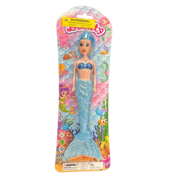 10 Pack 9 in LED Light Up Mermaid Doll, Colorful, Interactive Features, Vibrant Hair, Matching Tail, Pre Lit Battery, Perfect for Playtime, Parties, Storytelling, Magical Adventures, Bulk, Blue