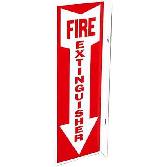 (10 Pack) 90 Degree Angle Plastic Double Sided Fire Extinguisher Sign 4 X 12, red$$Tools & Hardware Other