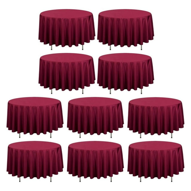 10 Pack 90 Inch Round Tablecloth Burgundy - Wrinkle Resistant Table ...