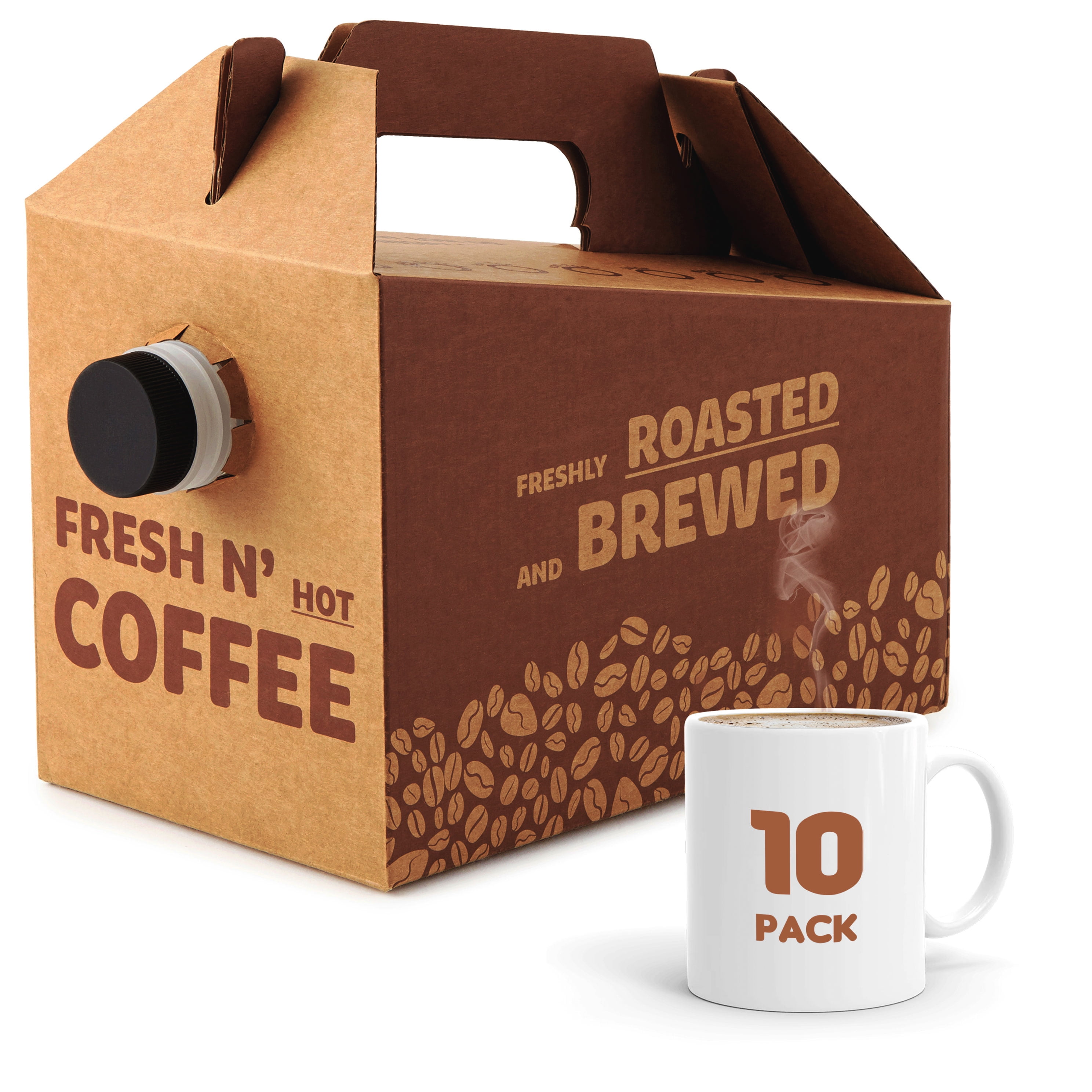 10 Pack) 96 oz Disposable Coffee Box Dispensers, Insulated Hot