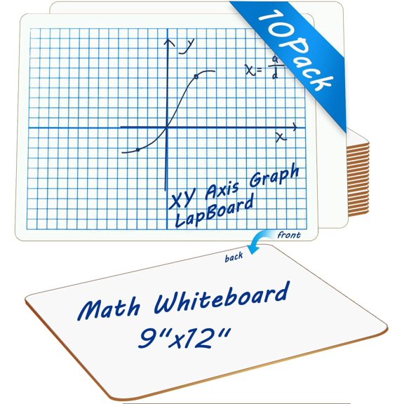 10 Pack 9x12 Inch Double Sided Math Dry Erase Boards