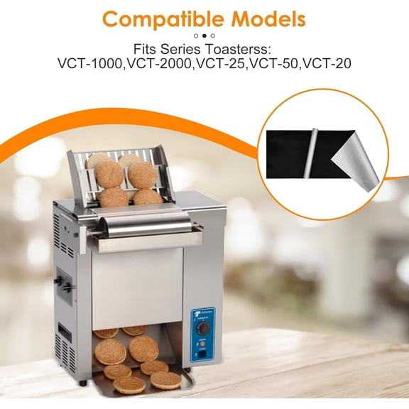 10 Pack A.J Antunes Round-up PTFE Non-stick Release Sheets for VCT 20, 25, 50, 1000, 2000 Series Toasters - 33" x12.25" (Black/Silver),Replaces 7001167, 7000250