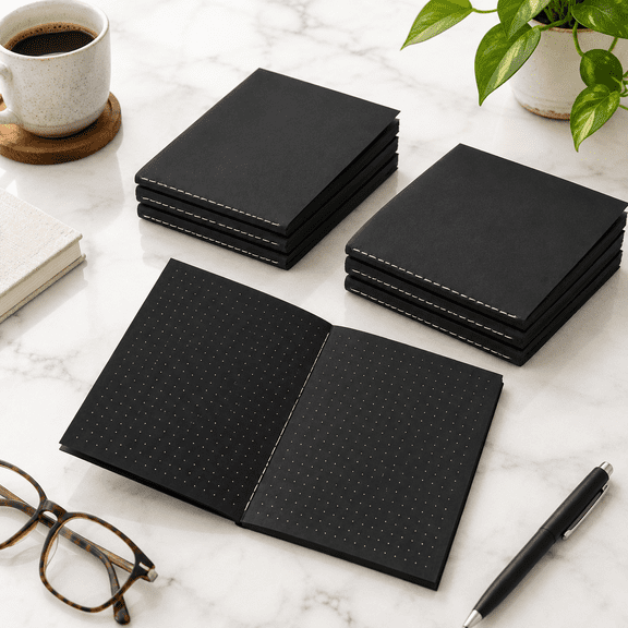 10 Pack A6 Black Pages Dot Grid Pocket Notebooks