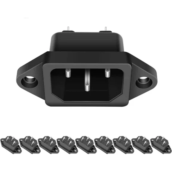 10 Pack AC 250V 10A IEC 320 C14 Panel Mount Plug Adapter Power Connector Socket