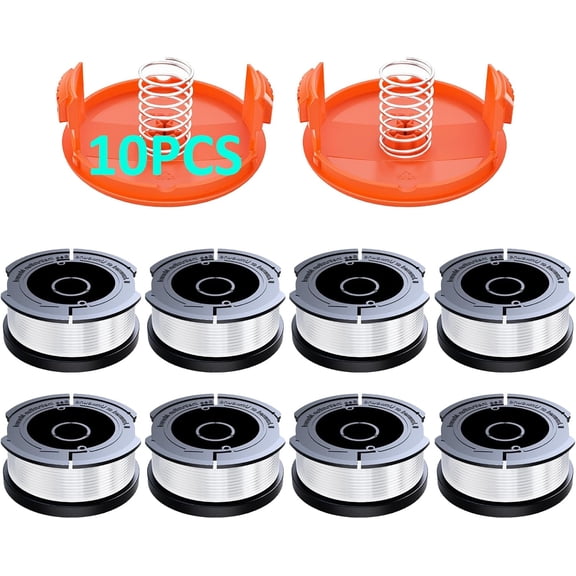 10 Pack AF-100 Replacement Spool Line for - 0.065" Weed Eater String Trimmer Line Spool, 30ft Autofeed Weed Wacker Spool Refill for (8 Spool,2 Cap,2 Spring)