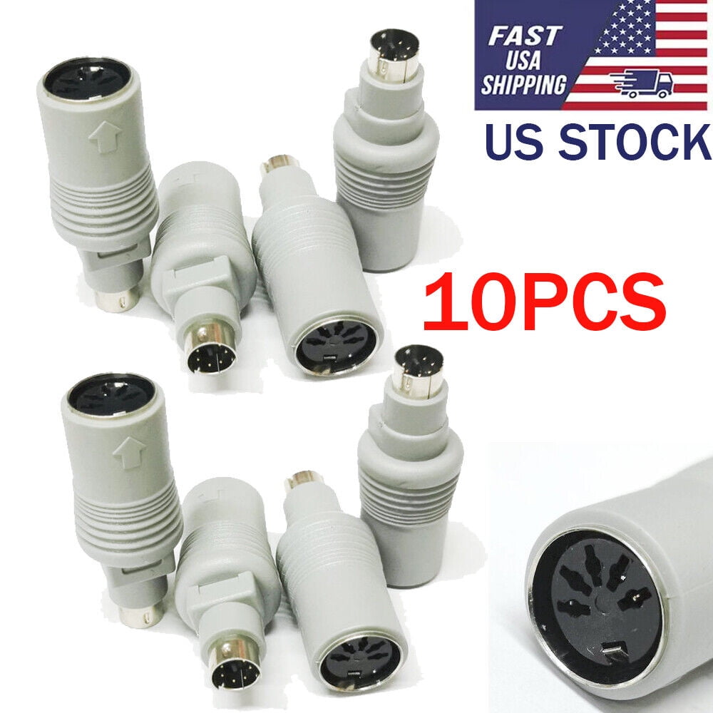 10Pack AT to PS/2 Keyboard Adapter AT Din 5pin Female PS2 MiniDin 6