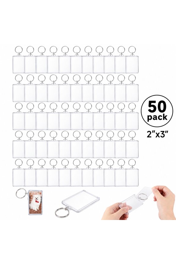 10 Pack Acrylic Photo Keychains Bulk, Clear Shatterproof DIY Photo Keyrings for 2x3 Inch Photos with Split Rings, Custom Picture Frame Keychains for Gifts, Parties and Crafts