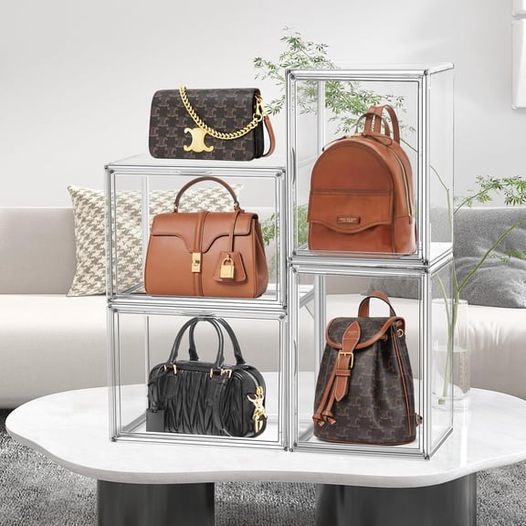 10 Pack Acrylic Shoe Storage Boxes with Magnetic Lids, Clear Stackable Sneaker Display Case Organizer for Boots Handbags