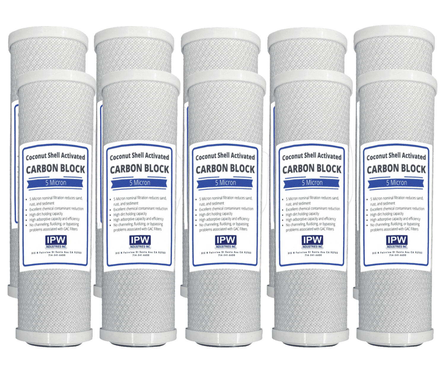 10 Pack Activated Carbon Block Water Filter Replacement – 5 Micron, 10 inch Filter – Under Sink and Reverse Osmosis System