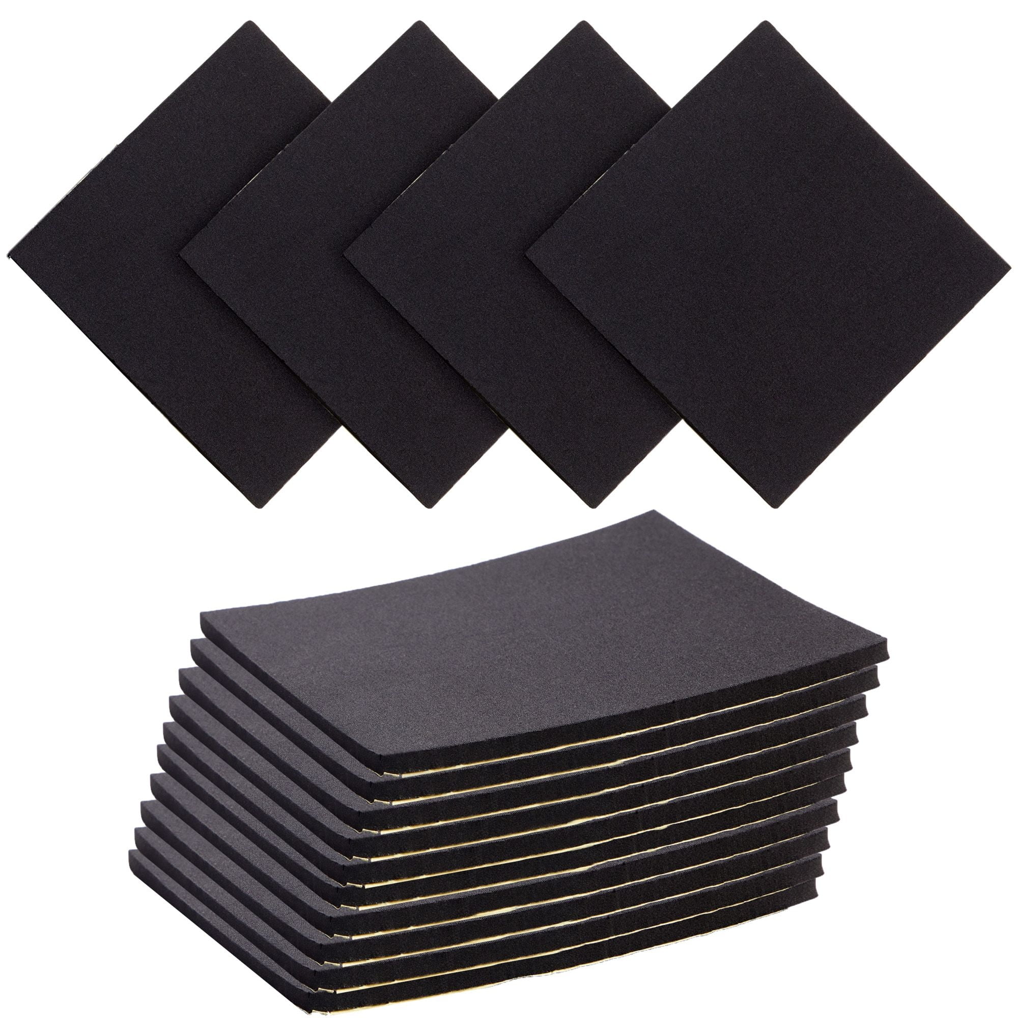 10 Pack Adhesive Foam Padding 1/4 Inch Thick Neoprene Rubber Sheets, Anti  Vibration Pads (Black, 6x6 In)