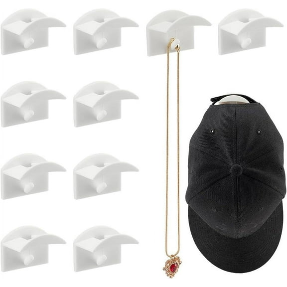 10 Pack Adhesive Hat Hooks No Drilling Hat Racks for Baseball Caps and Bags Wall Mounted Hat Hooks Minimalist Hat Rack Hat Hangers for Wall Door Closet Office Bedroom White diy White