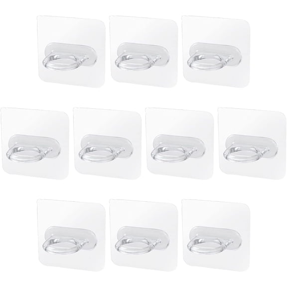 ABOURT Adhesive Wall Hooks Transparent Heavy Duty without Drilling 10-Pack