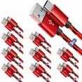 thumbnail image 1 of Afflux 10 Pack USB-A to USB-C Fast Charger Braided Type C Cable Compatible with iPhone 17 / 16 / 15 Pro Max Plus Air, Samsung Galaxy S25 S24 S23 Ultra, Google Pixel, iPad Pro, Universal (3ft, Red), 1 of 6