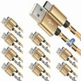 thumbnail image 1 of Afflux 10 Pack USB-A to USB-C Fast Charger Braided Type C Cable Compatible with iPhone 17 / 16 / 15 Pro Max Plus Air, Samsung Galaxy S25 S24 S23 Ultra, Google Pixel, iPad Pro, Universal (3ft, Gold), 1 of 6