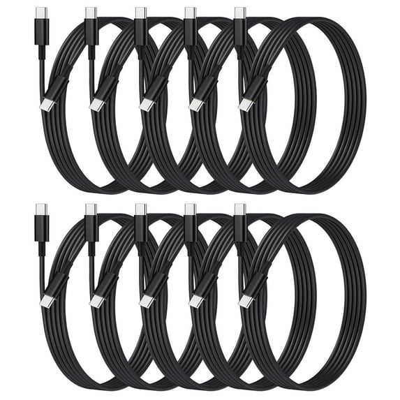 10 Pack Afflux USB-C to USB-C PD Fast Charger OEM Charging Cable Compatible with iPhone 16 /15 Pro Max Plus / Samsung Galaxy S25 S24 S23 S22 Ultra / iPad Pro / Universal for all Type-C (3ft, Black)