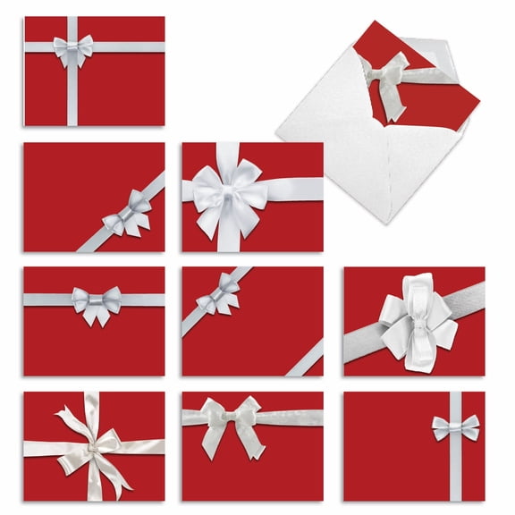 The Best Card Company 10 Assorted Blank All Occasions Notes Set 4x5.12 w/ Envelopes, 10x1 Designs, for Men, Women, Tie One on M3262