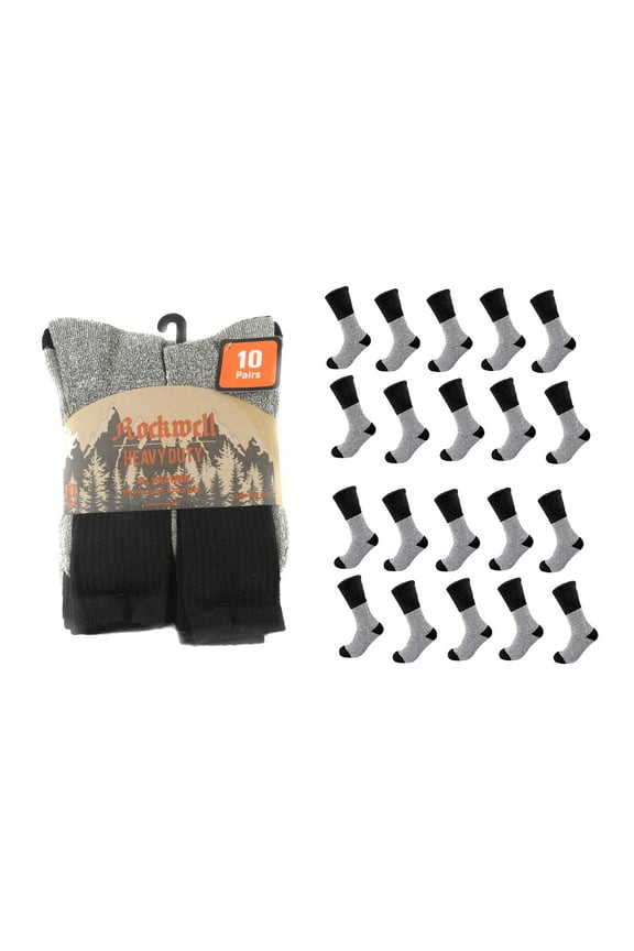 10 Pack All Purpose Men's Heavy Duty Winter Boot Socks - Full Cushion, Durable Toe, Warm and Comfortable - By Dependable Industries Inc. Essentials