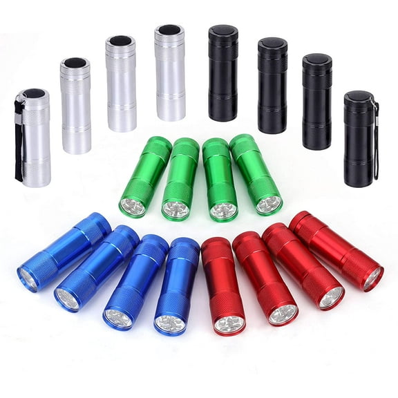 10-Pack Aluminum 6-LED Flashlights Set with Lanyard Compatible with AAA batteries Blue