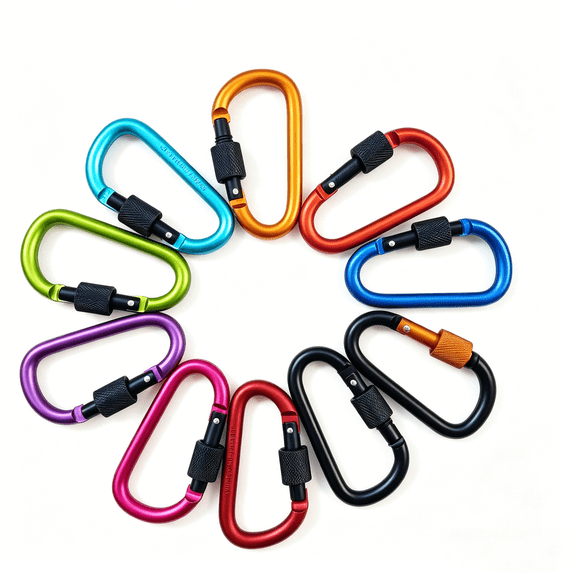 RYZNBY 10 Pack Aluminum D Ring Key Clips Locking Carabiner for Hiking ...