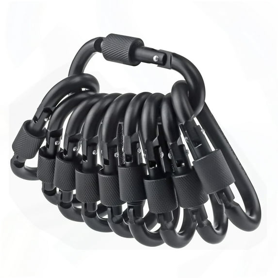 10 Pack Aluminum D Ring Key Rings Hiking Clips Locking Carabiner for Hiking Camping Fishing Hooks and Outdoor Use
