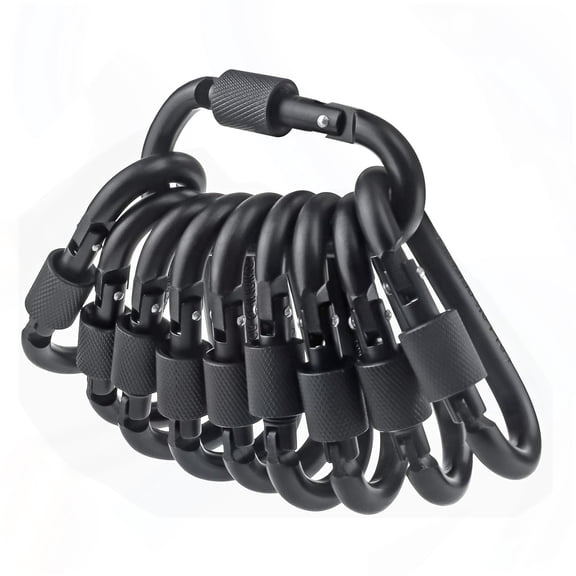 10 Pack Aluminum D Ring Key Rings Hiking Clips Locking Carabiner for Hiking Camping Fishing Hooks and Outdoor Use