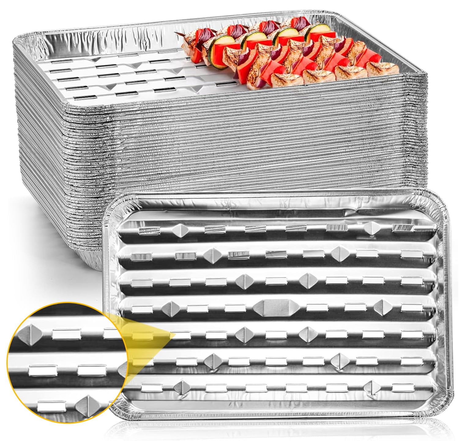 10 Pack Aluminum Grill Pans, Broiler Pans for Oven, Disposable Aluminum ...
