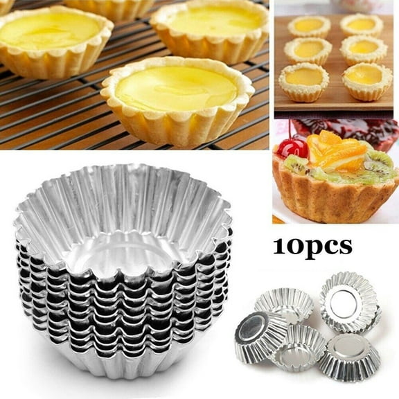 10-Pack Aluminum Tart Mold Reusable Baking Cupcake Dessert Baking Kit