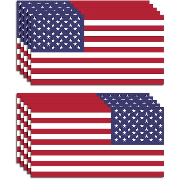 10 Pack American Flag Stickers - Made of 3M Vinyl - USA Patriotic Stickers - Bubble-Free Adhesive - Dishwasher Safe