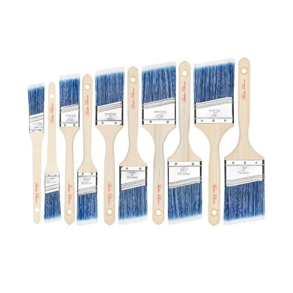 10 Pack Angle Paint Brushes 1"-3" Treated Wood Handle for Walls Furniture & Stain