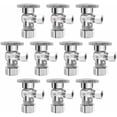 thumbnail image 1 of (10 Pack) Angle Stop Valve 1/2" Nominal Compression x 3/8" OD, 1/4-Turn Shut off Valve,Chrome Plated Brass,for Bathroom Toilet Kitchen Shower Plumbing., 1 of 7