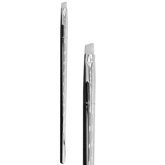 10 Pack Angled Eyeshadow Make Up Beauty Brush, Soft White Bristle, Sleek Silver Handle, Perfect for Blending, Defining Eyelids, Crease, Ideal for Everyday Eye Looks, Precise Application, Bulk, Silver